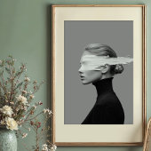 抽象芸術視覚:モノクロ絵を描スロークポートレート ポスター