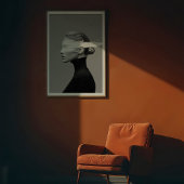 抽象芸術視覚:モノクロ絵を描スロークポートレート ポスター