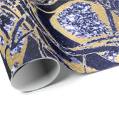 抽象芸術解剖学体自然細胞金ゴールドブルーネイビー ラッピングペーパー (ロールコーナー)