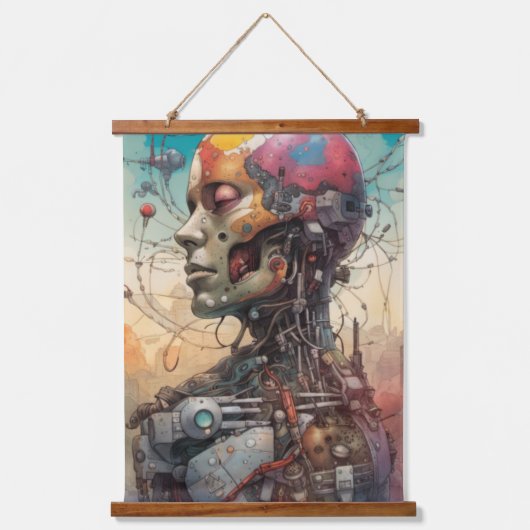 抽象芸術解剖学的サイボーグウォールタペストリー 吊り下げ型タペストリー (正面)