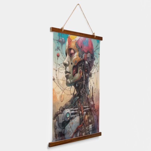 抽象芸術解剖学的サイボーグウォールタペストリー 吊り下げ型タペストリー (傾斜あり)