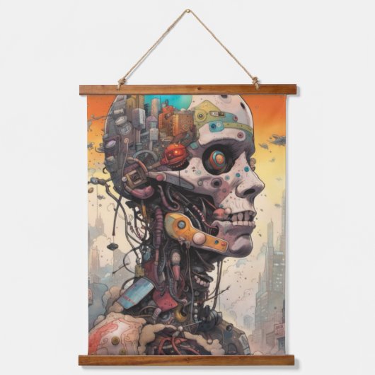 抽象芸術解剖学的サイボーグウォールタペストリー 吊り下げ型タペストリー (正面)