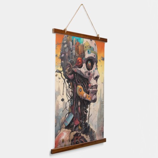 抽象芸術解剖学的サイボーグウォールタペストリー 吊り下げ型タペストリー (傾斜あり)