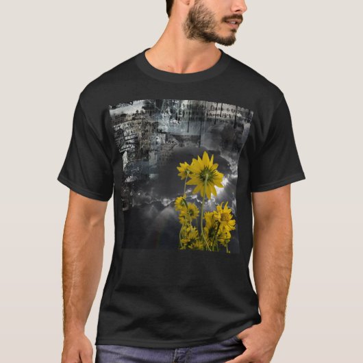 抽象芸術記号と黄色い花 Tシャツ (正面)