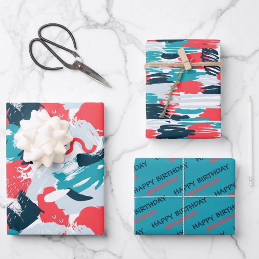 抽象芸術誕生日包装紙シート ラッピングペーパーシート (正面)