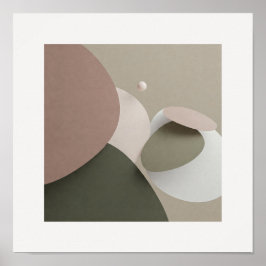 抽象芸術調和 | ミュートされたトーンの重なり合うシェイプW ポスター