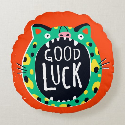 抽象芸術豚の幸運 ラウンドクッション (正面)