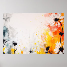抽象芸術質感デイジー絵画花 ポスター