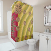 抽象芸術赤いオレンジ色の丸の黒いショーカーテン シャワーカーテン (インサイチュ)