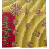 抽象芸術赤いオレンジ色の丸の黒いショーカーテン シャワーカーテン (正面)