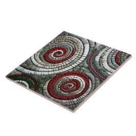 抽象芸術赤いクリスマススパイラルパターン タイル