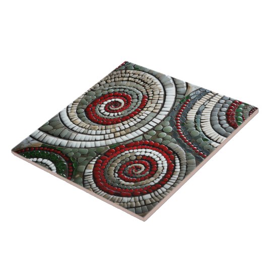 抽象芸術赤いクリスマススパイラルパターン タイル (側面)
