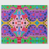 抽象芸術赤いハートオンピンク ラッピングペーパー (フラット)