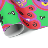 抽象芸術赤いハートオンピンク ラッピングペーパー (ロールコーナー)