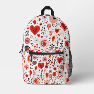 抽象芸術赤いハート照合 プリントバックパック