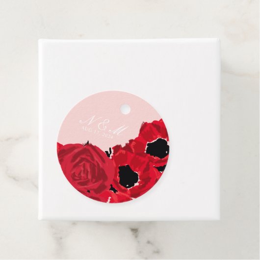 抽象芸術赤いバラとポピー結婚ズ フェイバータグ (インサイチュ)