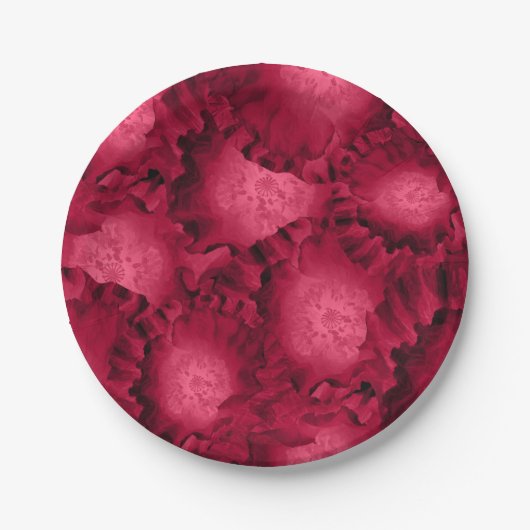 抽象芸術赤いバラのポピー花フローラロマンチックV ペーパープレート (正面)