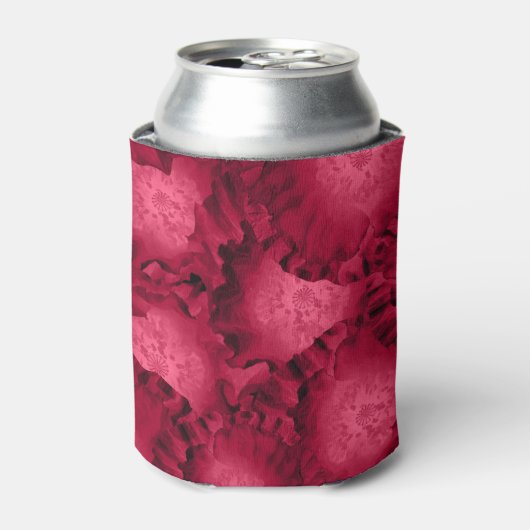 抽象芸術赤いバラのポピー花フローラロマンチックV 缶クーラー (缶正面)