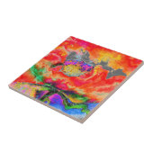 抽象芸術赤いフローラ赤いポピーのアートウォーター色 タイル (側面)