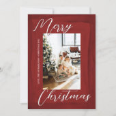 抽象芸術赤い水の色の写真メリークリスマスカード シーズンカード (正面)