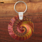 抽象芸術赤い炎の渦巻きフラクタル キーホルダー (正面)