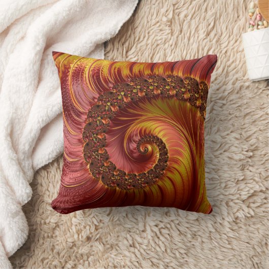 抽象芸術赤い炎の渦巻きフラクタル クッション (ブランケット)