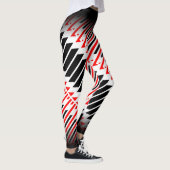 抽象芸術赤い白の黒のパターンと名前 レギンス (右)