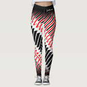 抽象芸術赤い白の黒のパターンと名前 レギンス (正面)