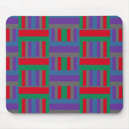 抽象芸術赤い紫と緑の線のパターン(灰色) マウスパッド (正面)