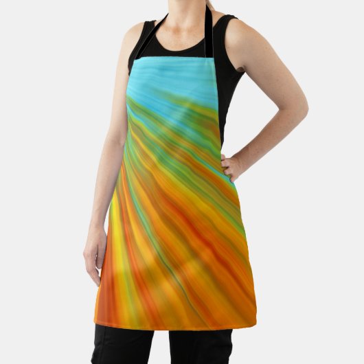 抽象芸術赤い黄色のオレンジ色のストライプ緑の青 エプロン (インサイチュ)