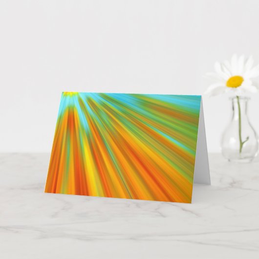 抽象芸術赤い黄色のオレンジ色のストライプ緑の青 カード (小さな植物)