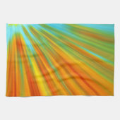 抽象芸術赤い黄色のオレンジ色のストライプ緑の青 キッチンタオル (横)