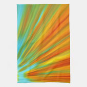 抽象芸術赤い黄色のオレンジ色のストライプ緑の青 キッチンタオル (縦)