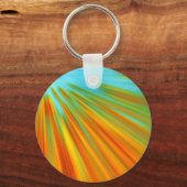 抽象芸術赤い黄色のオレンジ色のストライプ緑の青 キーホルダー (正面)
