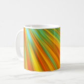 抽象芸術赤い黄色のオレンジ色のストライプ緑の青 コーヒーマグカップ (正面左)