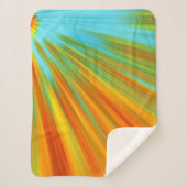 抽象芸術赤い黄色のオレンジ色のストライプ緑の青 シェルパブランケット (正面)