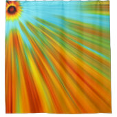 抽象芸術赤い黄色のオレンジ色のストライプ緑の青 シャワーカーテン (正面)