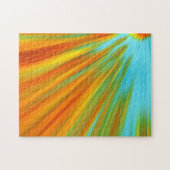 抽象芸術赤い黄色のオレンジ色のストライプ緑の青 ジグソーパズル (横)