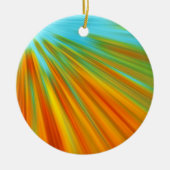 抽象芸術赤い黄色のオレンジ色のストライプ緑の青 セラミックオーナメント (正面)