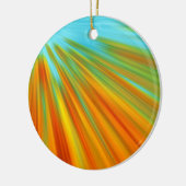抽象芸術赤い黄色のオレンジ色のストライプ緑の青 セラミックオーナメント (左)