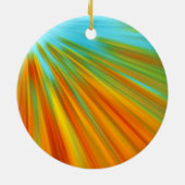 抽象芸術赤い黄色のオレンジ色のストライプ緑の青 セラミックオーナメント (裏面)