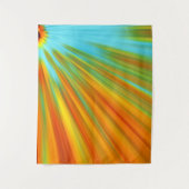 抽象芸術赤い黄色のオレンジ色のストライプ緑の青 タペストリー (正面)