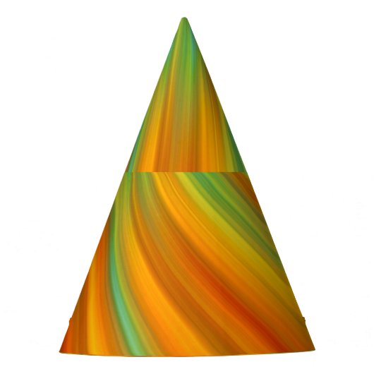 抽象芸術赤い黄色のオレンジ色のストライプ緑の青 パーティーハット (正面)