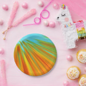 抽象芸術赤い黄色のオレンジ色のストライプ緑の青 ペーパープレート (パーティー)