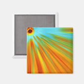 抽象芸術赤い黄色のオレンジ色のストライプ緑の青 マグネット (正面/裏面)