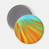 抽象芸術赤い黄色のオレンジ色のストライプ緑の青 マグネット (正面/裏面)