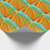 抽象芸術赤い黄色のオレンジ色のストライプ緑の青 ラッピングペーパー (角)