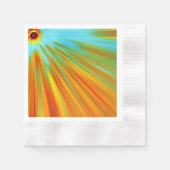 抽象芸術赤い黄色のオレンジ色のストライプ緑の青 縁ありカクテルナプキン (正面)