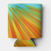 抽象芸術赤い黄色のオレンジ色のストライプ緑の青 缶クーラー (正面)