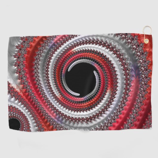 抽象芸術赤い黒のグラデーション緩和曲線フラクタル ゴルフタオル (横)
